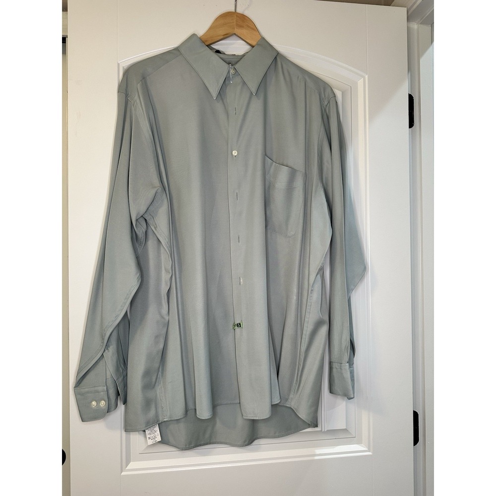 Arrow Satin Twill \Green Long Sleeve Button-Up Shirt Men's XL 17 34/35